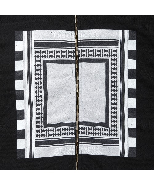 「STUDIO SEVEN」 ジップアップパーカー MEDIUM ブラック メンズ_画像8