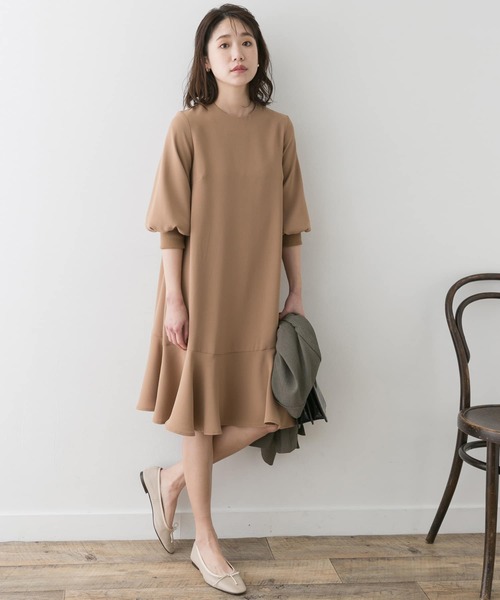 F by ROSSO ワンピース ROSSO ジョーゼット裾フレアワンピース