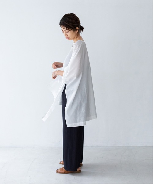 IENA シャツ ブラウス maison MANTECO ギャザースリーブブラウス
