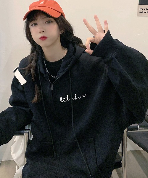 DEVICE（デバイス） パーカー ミニロゴプリント オーバーサイズ 長袖