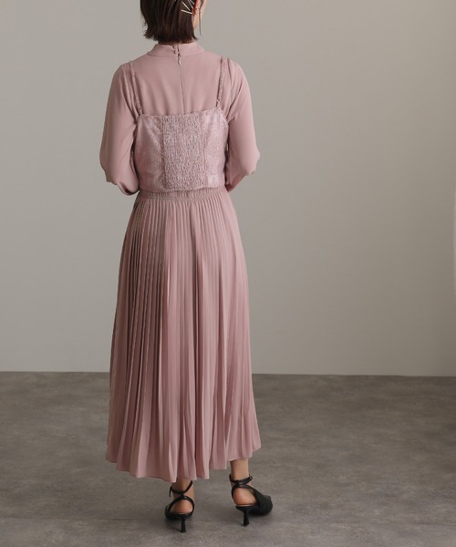 atlo（アトロ） ドレス ミモレ丈＆袖ありフォーマルビスチェデザイン