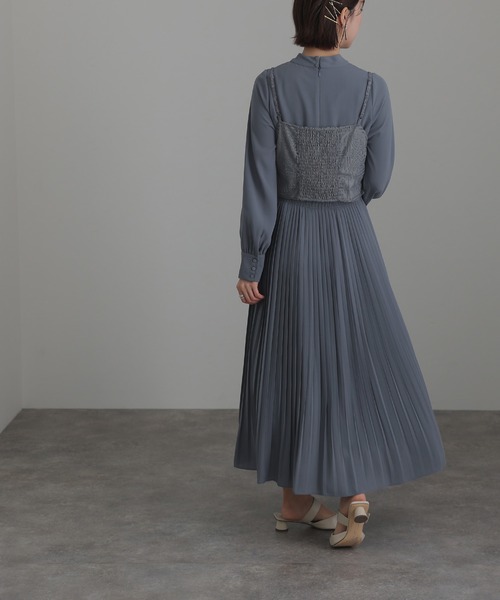 atlo（アトロ） ドレス ミモレ丈＆袖ありフォーマルビスチェデザイン