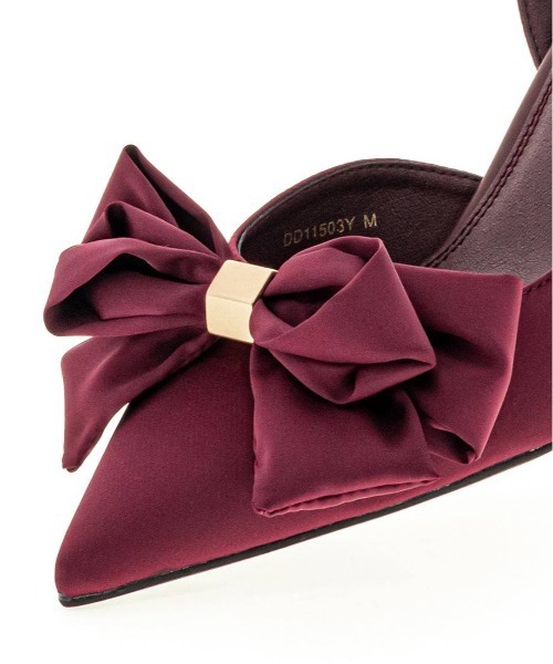 【新品】RANDA サテンリボン　バックストラップパンプス　LL ランダ RANDA サテンリボンバックストラップパンプス （WINE
