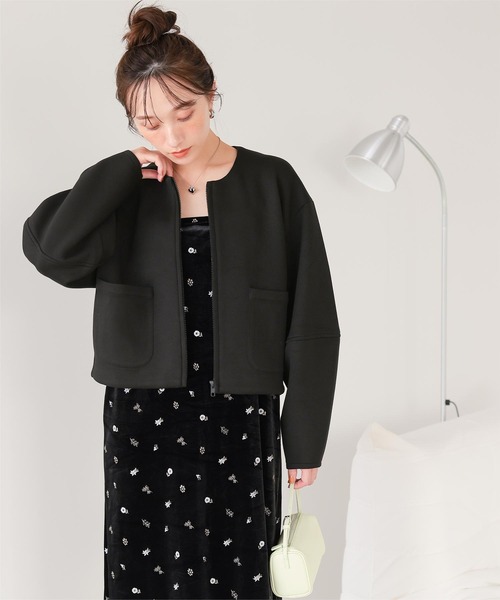 【超美品】メゾンドドルチェ ボリュームスリーブ ライトブルゾン 黒 titivate（ティティベイト） ブルゾン アウター コクーンスリーブ