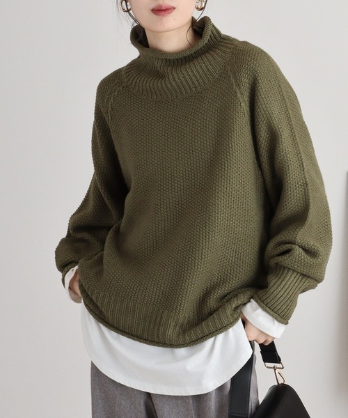 ニット セーター atONE チャンキー鹿の子編みセーター レディース atONE ニット セーター チャンキー鹿の子編みセーター