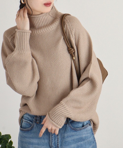 ニット セーター atONE チャンキー鹿の子編みセーター レディース atONE ニット セーター チャンキー鹿の子編みセーター