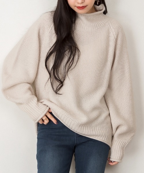 ニット セーター atONE チャンキー鹿の子編みセーター レディース atONE ニット セーター チャンキー鹿の子編みセーター