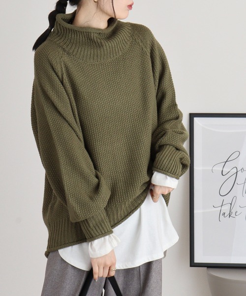 ニット セーター atONE チャンキー鹿の子編みセーター レディース atONE ニット セーター チャンキー鹿の子編みセーター