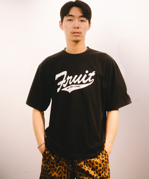FRUIT OF THE LOOM タトゥー風プリント Tシャツ Lサイズ FRUIT OF THE LOOM（フルーツオブザルーム） tシャツ BLACK PRINT S/S