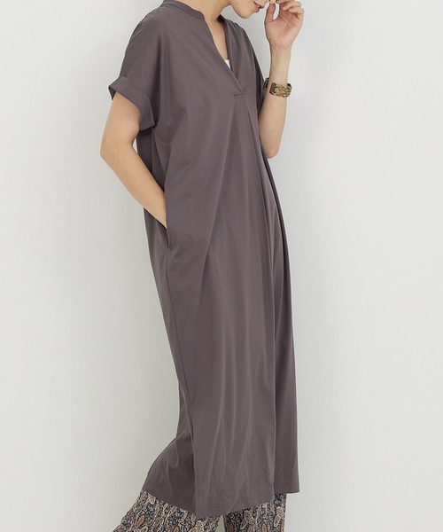 abahouse mavie ワンピース 「接触冷感」シルケット天竺スキッパー 