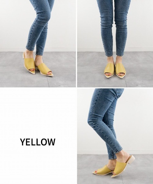 Yello デニム デニムミュールパンプス yello リボン ミュール パンプス