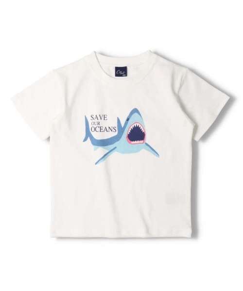 海洋生物プリント Tシャツ ホワイト　サイズ110cm Crescent tシャツ 海の生き物プリント半袖Tシャツ キッズ 子供服