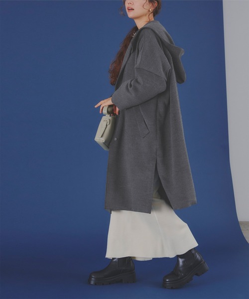 美品 Theory ダウンコート コクーンシルエット スペースグレー M titivate（ティティベイト） ダウンコート ダウンジャケット フード付