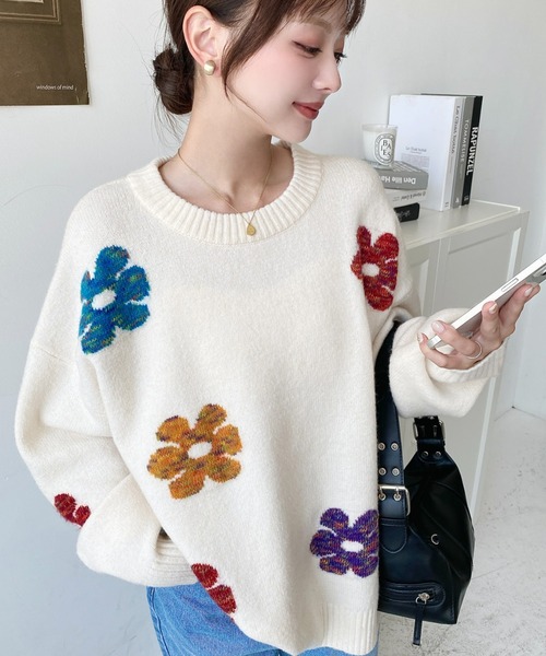 カナダ購入 幸運の綺麗色に艶めくハミングバード刺繍ニット カナダ購入 幸運の綺麗色に艶めくハミングバード刺繍ニット