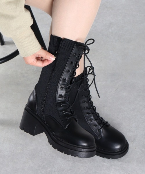 LibertyDoll ブーツ 厚底ハイソール 10ホール レースアップブーツ