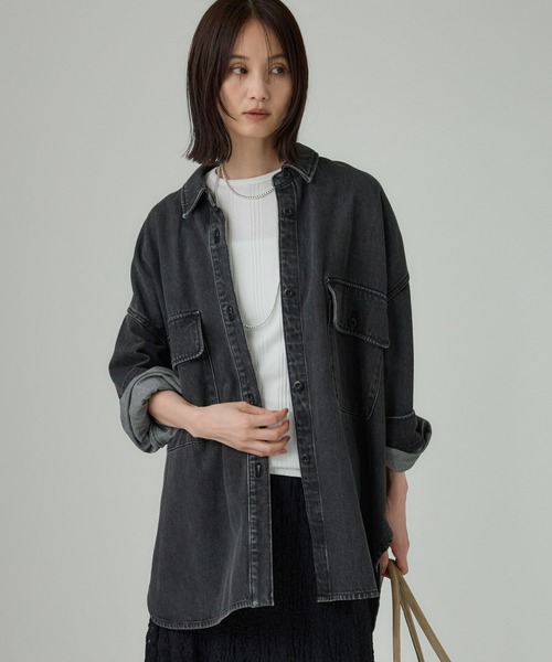 ブラウス シャツ デニムビッグシャツ「完売カラー追加予約」 レディース