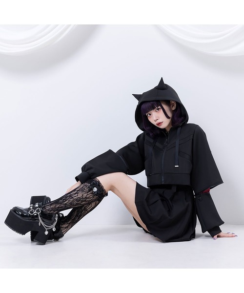 DearMyLove tシャツ 小悪魔ジャージデザインショートパーカー