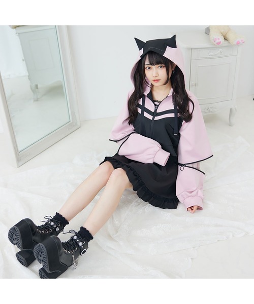 DearMyLove tシャツ 小悪魔ジャージデザインショートパーカー
