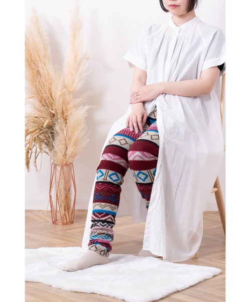 Healthknit（ヘルスニット） レギンス スパッツ 「 」 幾何学模様 総柄