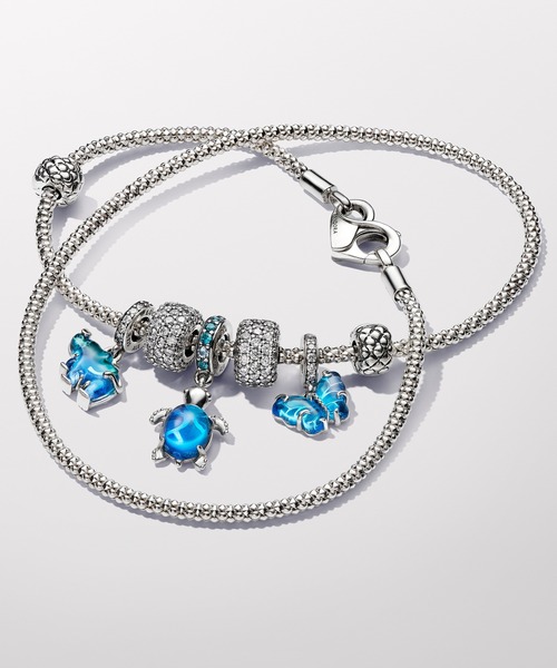PANDORA チャーム ブルー ムラノガラス エレファント ダングル