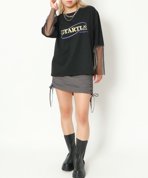 tシャツ ラメチュールシアーロンT レディース tシャツ 袖ラメチュールロンT レディース : ZOZOTOWN Yahoo!店