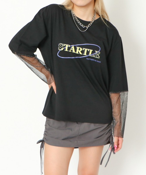 tシャツ ラメチュールシアーロンT レディース tシャツ 袖ラメチュールロンT レディース : ZOZOTOWN Yahoo!店