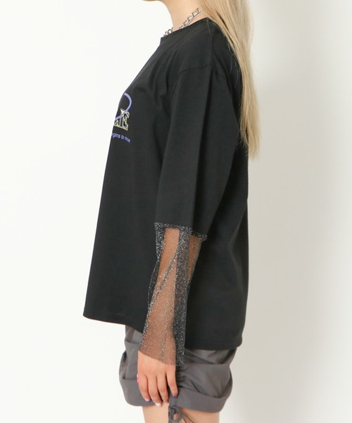 tシャツ ラメチュールシアーロンT レディース tシャツ 袖ラメチュールロンT レディース : ZOZOTOWN Yahoo!店