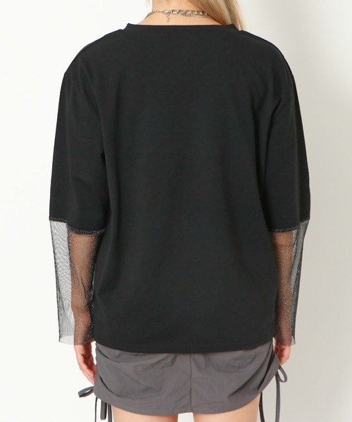 tシャツ ラメチュールシアーロンT レディース tシャツ 袖ラメチュールロンT レディース : ZOZOTOWN Yahoo!店