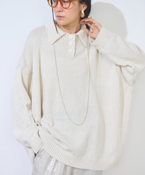 Libra Cue（リブラ キュー） ニット セーター ポロニットプルオーバー