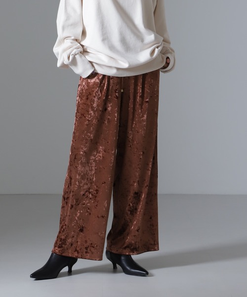 NANO universe（ナノ・ユニバース） パンツ ベロアイージーワイド