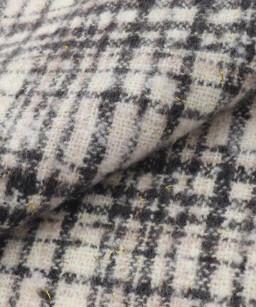 ☆即購入可能です☆新色ツイード　イタリア製モノトーンウールチェック＋シュシュ 3点セット】ツイード素材ロングジャケットパンツ3点セット