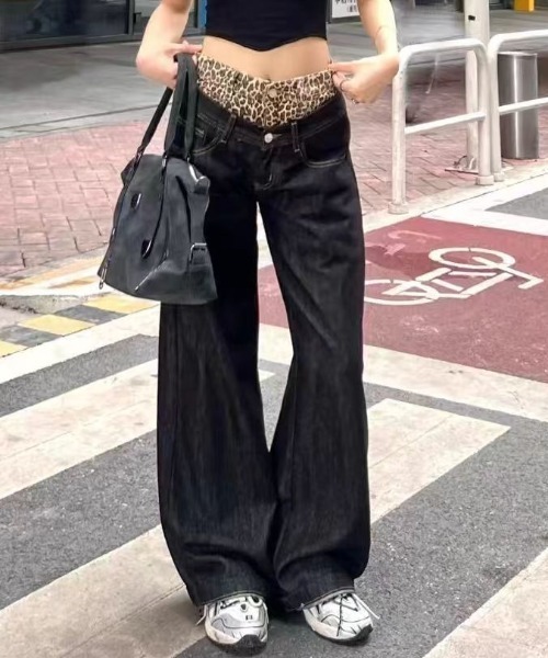 DSQUARED2レオパード柄デニムパンツ link lot ジーンズ レオパード柄 ルーズシルエットワイドデニムパンツ