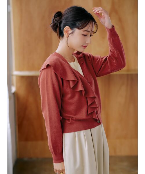 tシャツ アシメラッフルニットカーディガン 「低身長・小柄女性」 レディース tシャツ アシメラッフルニットカーディガン 「低身長・小柄女性