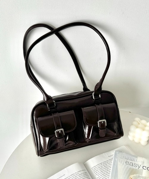 Loueme ショルダーバッグ バッグ ダブルポケットロングハンドルPU