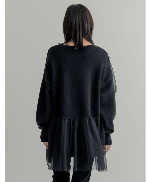 ニット セーター アルパカタッチチュールアシメフリルニットトップス レディース Re:EDIT ニット セーター アルパカタッチチュールアシメフリル