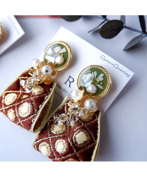 TONE（トネ） ピアス 「R」765 2wayレジン×リボンピアス(MA