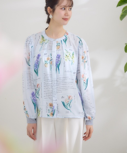 ブラウス シャツ 「KATHARINE ROSS」 KITTE PRINT -切手プリント- ブラウス レディース