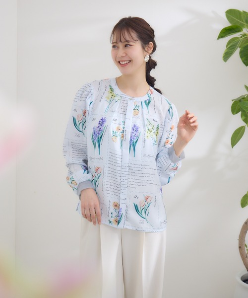 ブラウス シャツ 「KATHARINE ROSS」 KITTE PRINT -切手プリント- ブラウス レディース