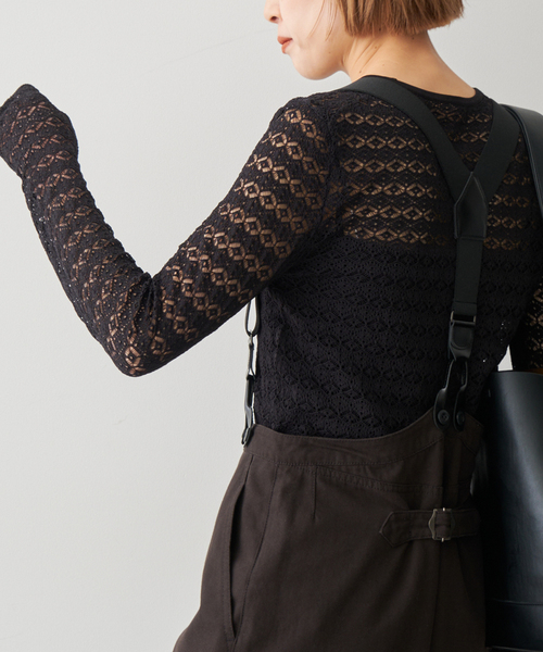 Spick＆Span ニット セーター 透かし柄コンパクトクルーネック