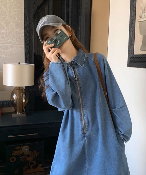 URGE：（アージコロン） ワンピース 「URGE：」デニム シャツ 長袖