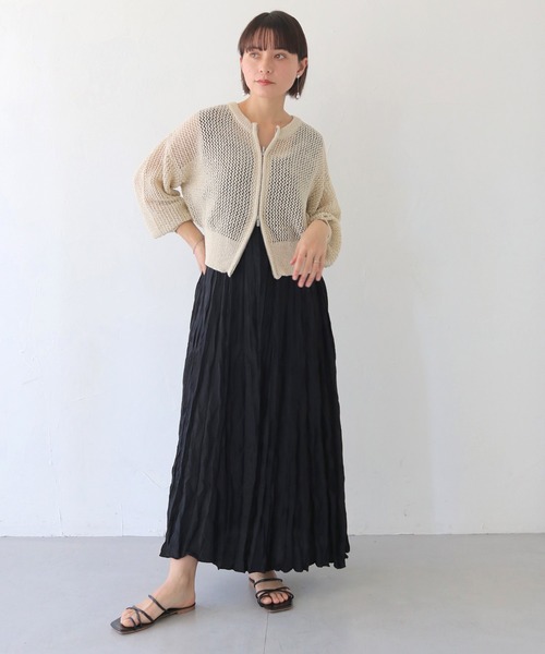 HER CLOSET カーディガン 「vingtrois」ダブルジップメッシュ