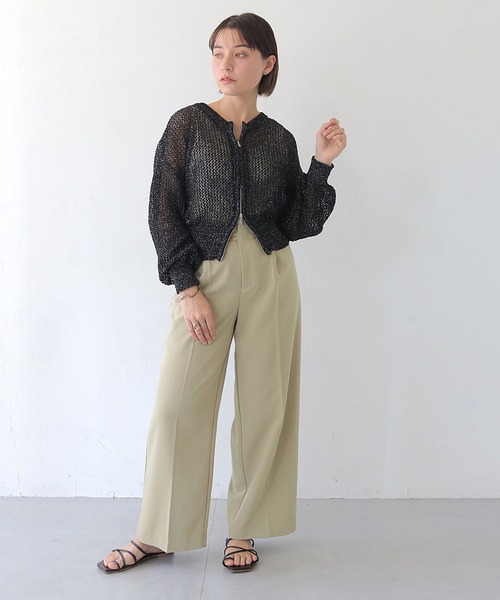 カーディガン 「vingtrois」ダブルジップメッシュラメニットカーディガン レディース HER CLOSET カーディガン 「vingtrois」ダブルジップメッシュ