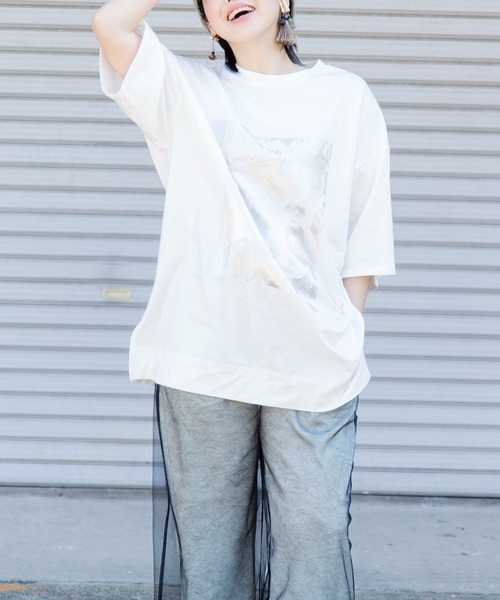 OSMOSIS tシャツ 箔プリントTシャツ レディース : ZOZOTOWN