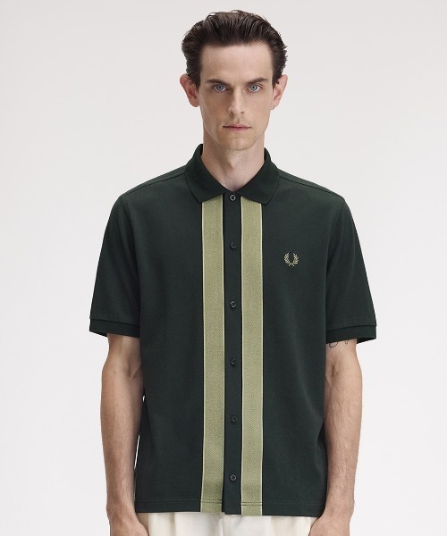 FRED PERRY ポロシャツ Chenille Tape Button Through Polo