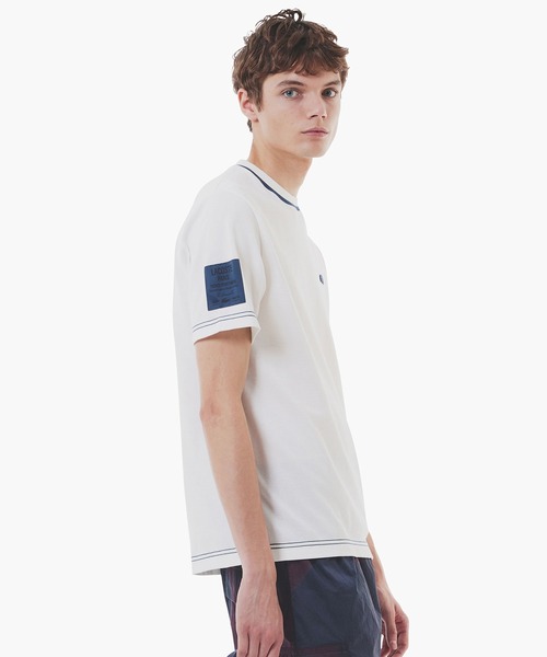 LACOSTE tシャツ スリーブネームパッチ鹿の子地Tシャツ メンズ
