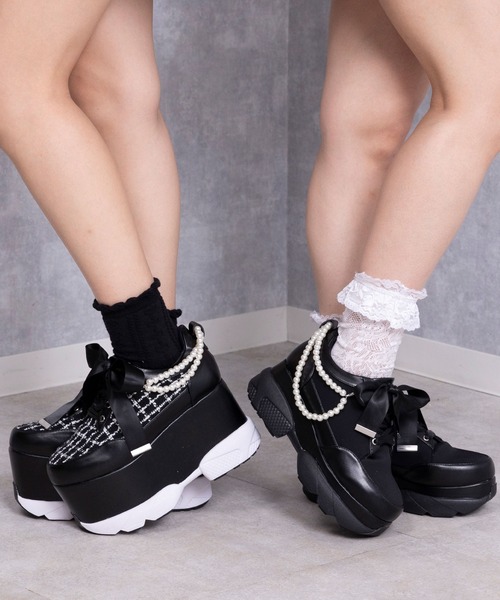 DearMyLove パンプス 2連パールスニーカーパンプス : ZOZOTOWN