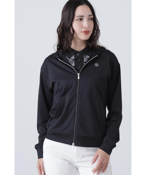 美品 St Andrews セントアンドリュース ブランドロゴ 秋冬 AW パーカー ポリエステル ブラック レディース M【古着】【中古】 中古 レディース セントアンドリュース StANDREWS パーカー S ブラック