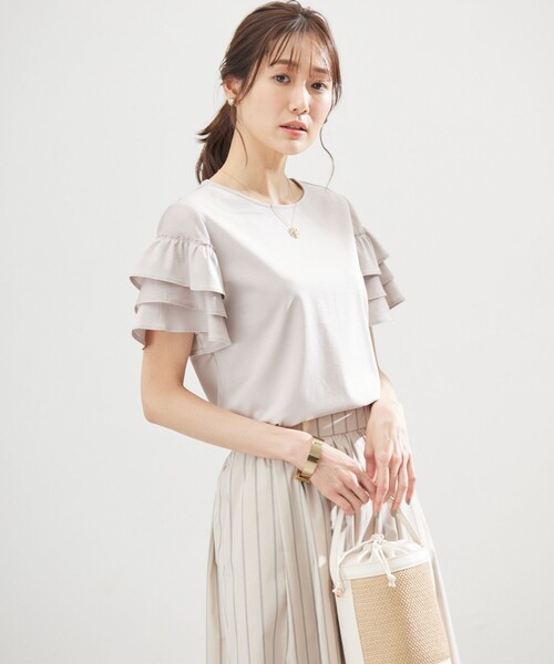 tシャツ コットンポンチシア−スリーブ ブラウス レディース 組曲 tシャツ コットンポンチシア−スリーブ ブラウス
