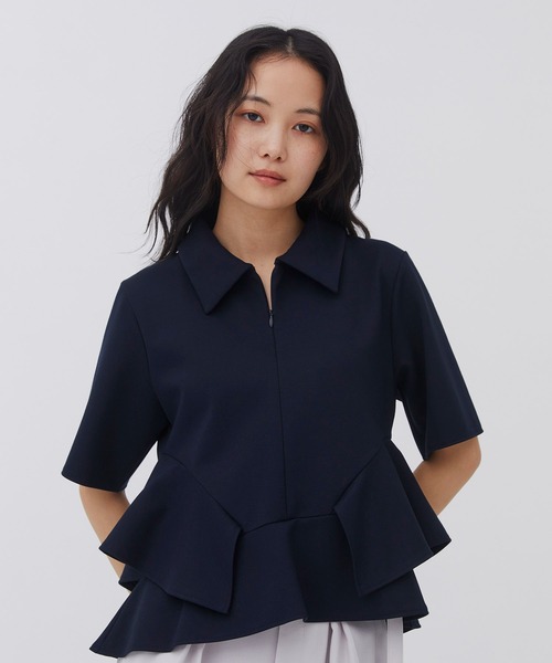 tシャツ 「ZOZO限定！」ペプラムカットトップス｜ウォッシャブル/ストレッチ/半袖/夏服 レディースの画像