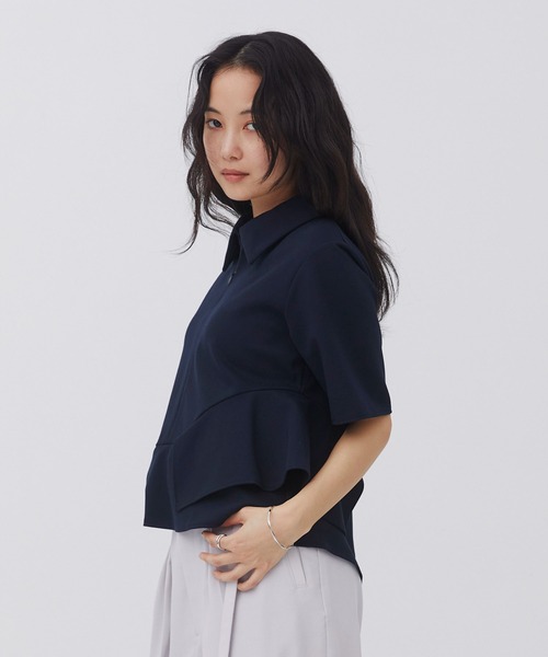 tシャツ 「ZOZO限定！」ペプラムカットトップス｜ウォッシャブル/ストレッチ/半袖/夏服 レディースの画像